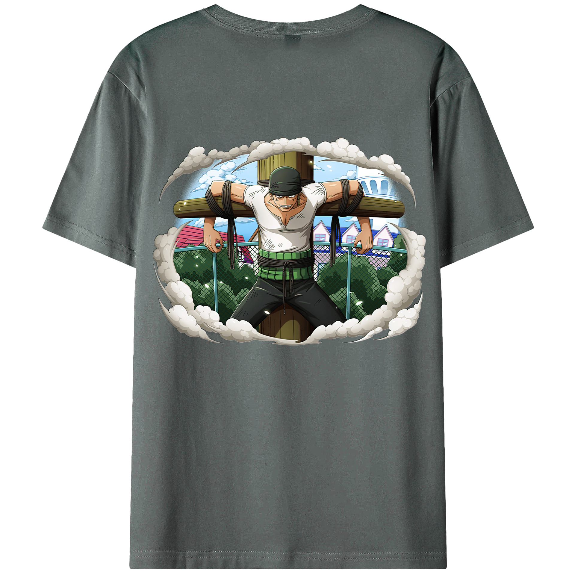 ワンピース ロロノア・ゾロ ONE PIECE Roronoa Zoro 綿100％ メンズ半袖Tシャツ（バックプリント） 通気性